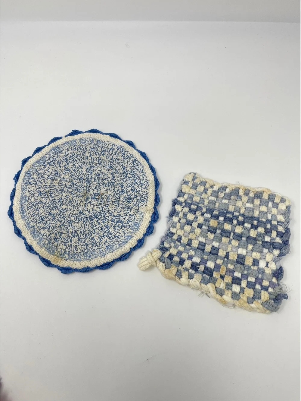 Vintage Pot Holders Handmade 1940’s 1960 Used Lot Of 14 Seashells Roses Knit